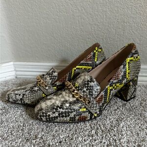 Snake Print Heeled Loafers